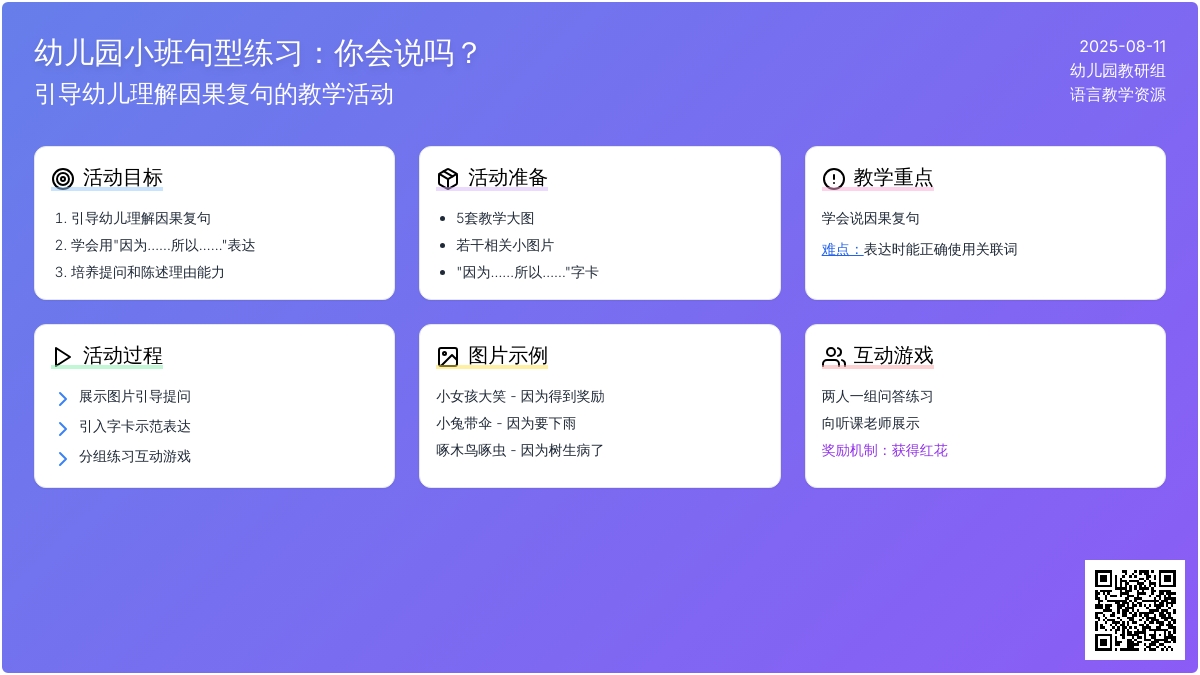 幼儿园小班句型练习：你会说吗？