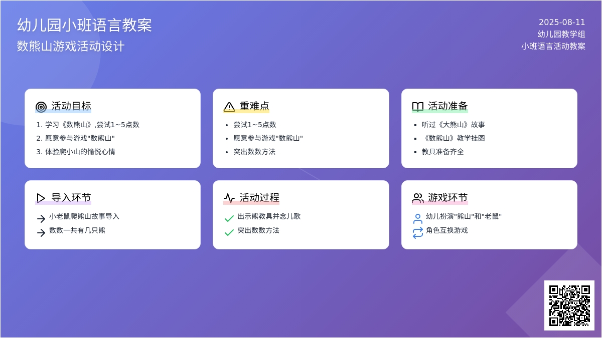幼儿园小班语言教案：数熊山