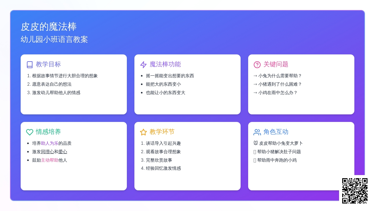 幼儿园小班语言教案：皮皮的魔法棒