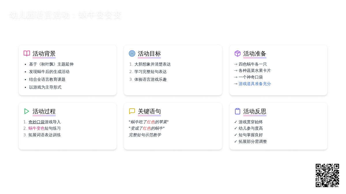 幼儿园小班语言活动教案：蜗牛变变变
