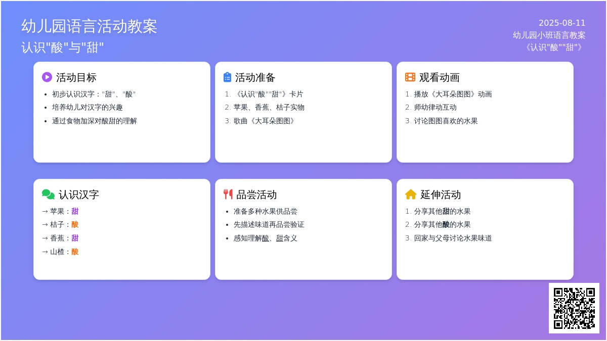 幼儿园小班语言教案《认识“酸”“甜”》下载