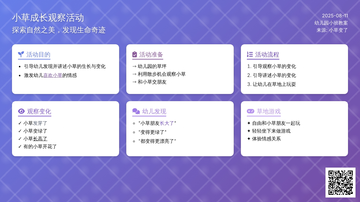 幼儿园小班教案：小草变了