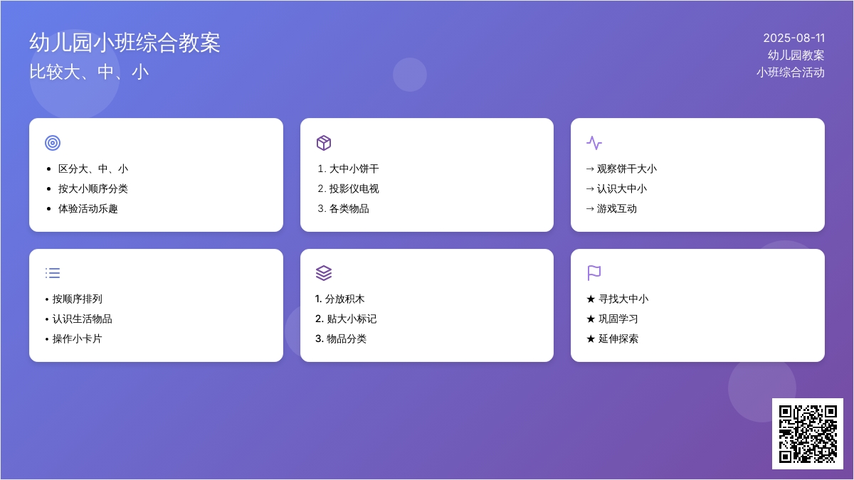 幼儿园小班综合教案：比较大、中、小
