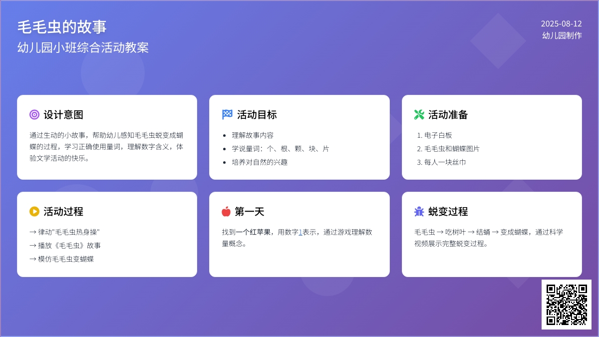 幼儿园小班综合活动教案：毛毛虫的故事