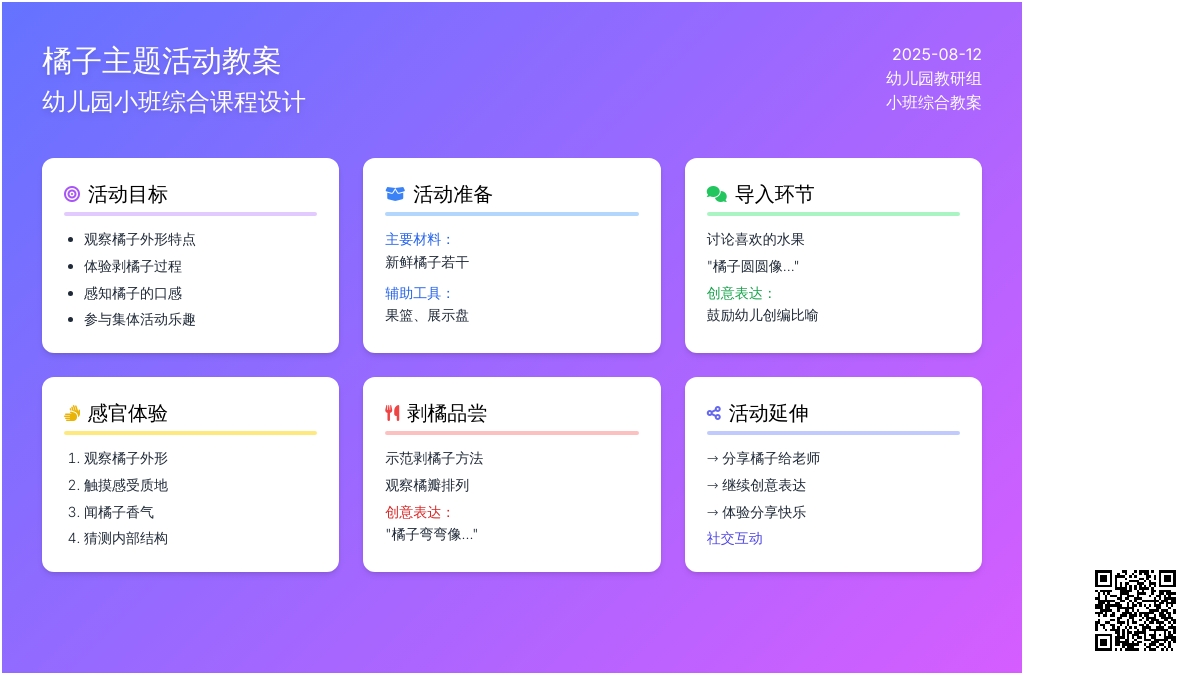 幼儿园小班综合教案：我爱橘子