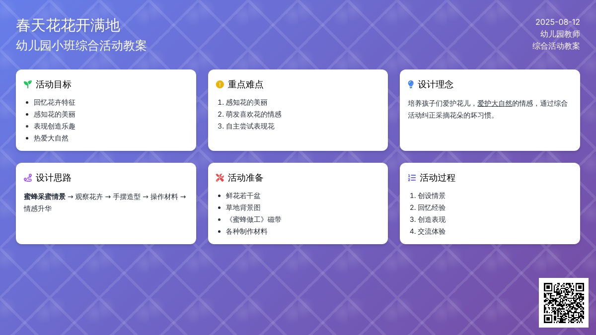 幼儿园小班综合活动教案：《春天花花开满地》