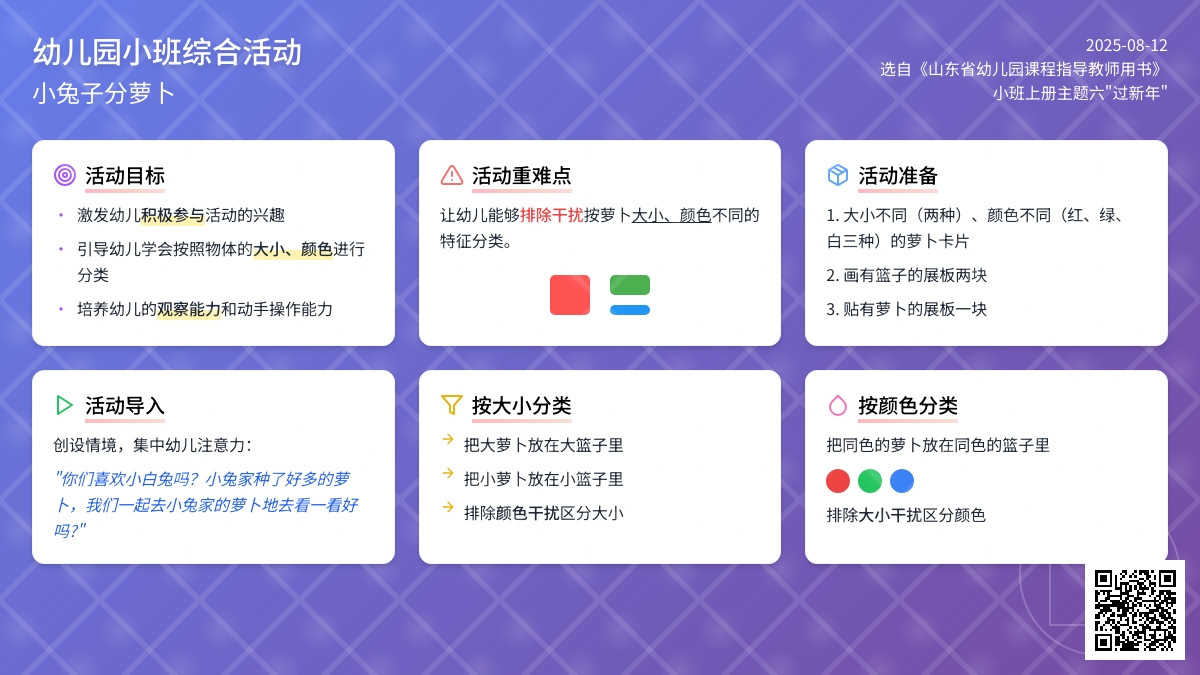幼儿园小班综合活动――小兔子分萝卜