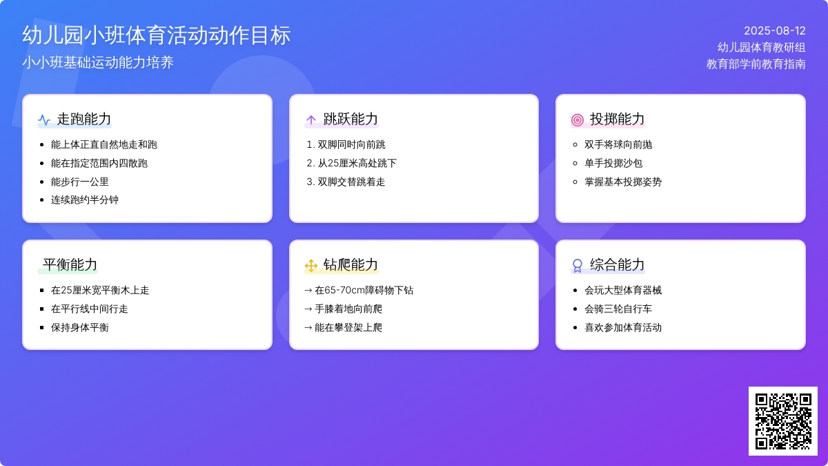 幼儿园小班（小小班）体育活动动作的目标