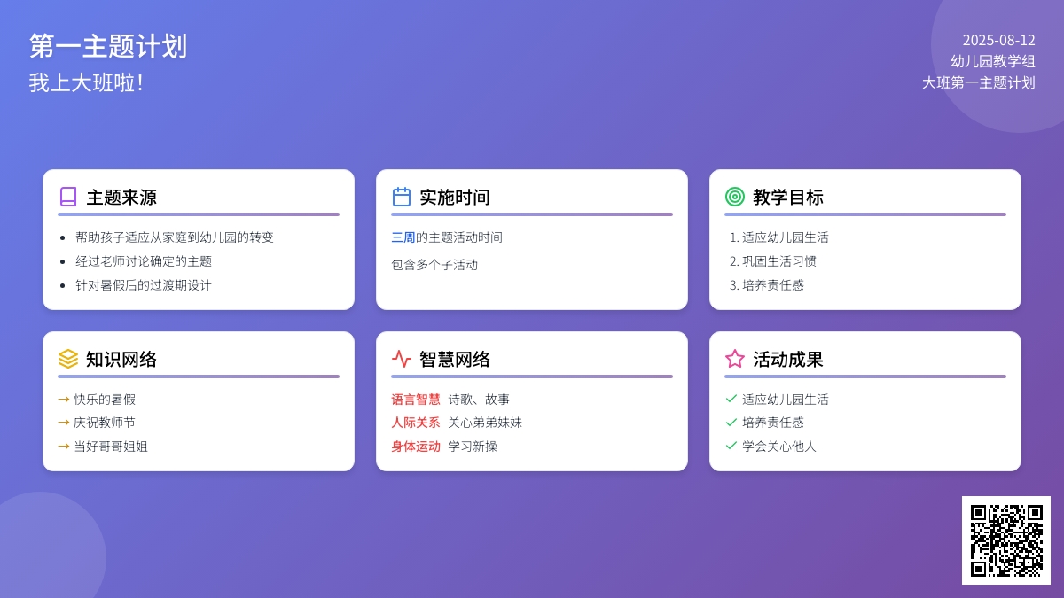 大班第一主题计划：我上大班了