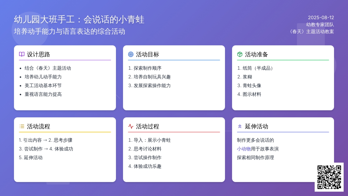 大班手工教案：会说话的小青蛙