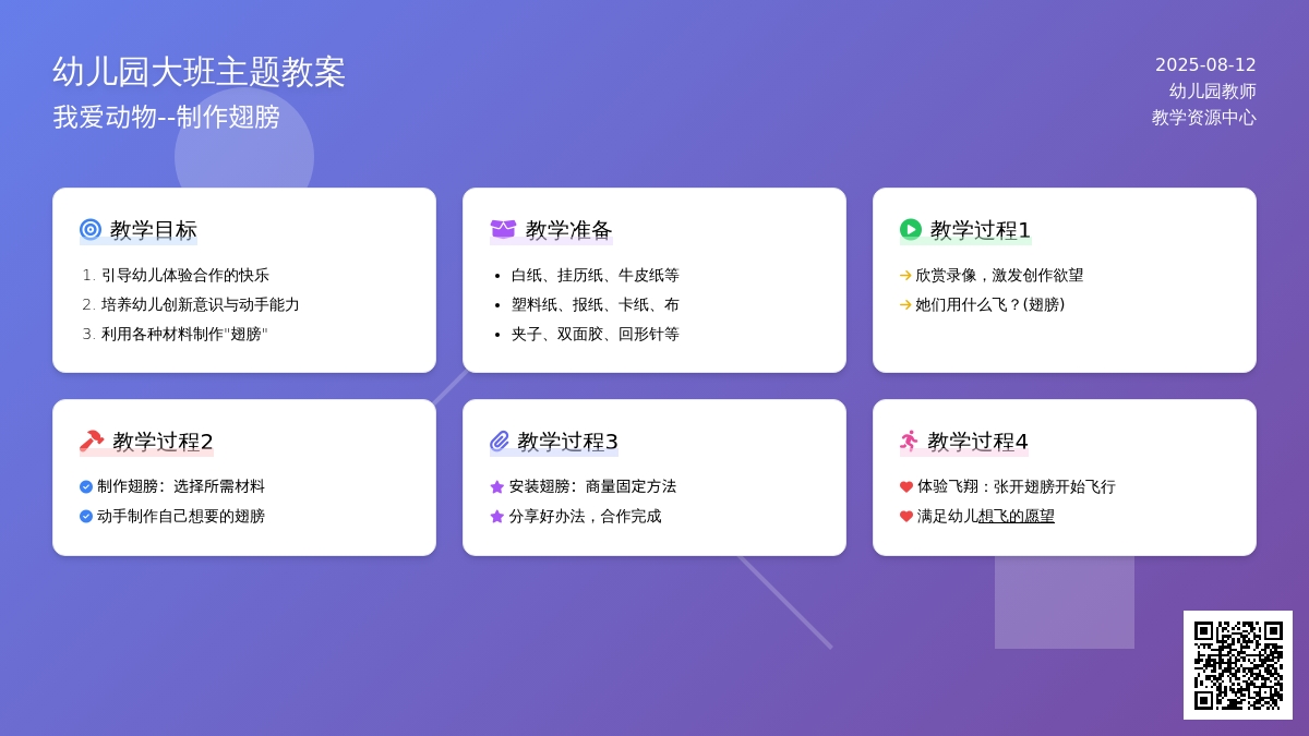 幼儿园大班主题教案：我爱动物--制作翅膀