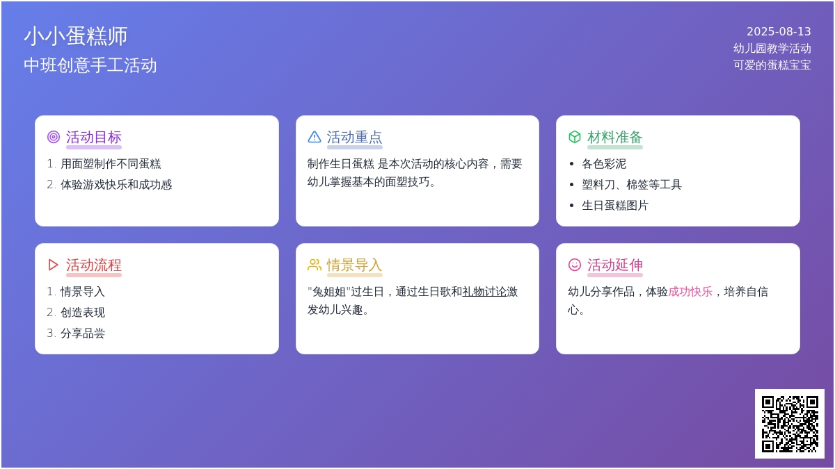 可爱的蛋糕孩子(中班)