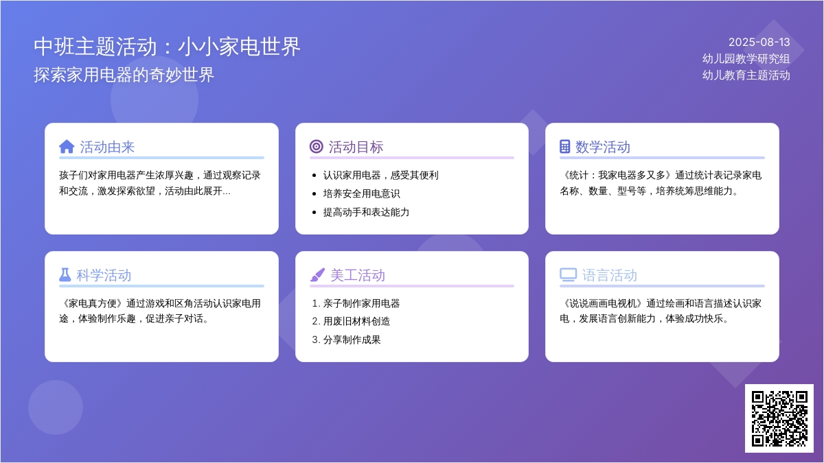 中班主题活动：小小家电世界