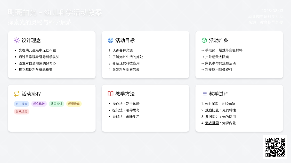 幼儿园中班科学活动教案：明亮的光