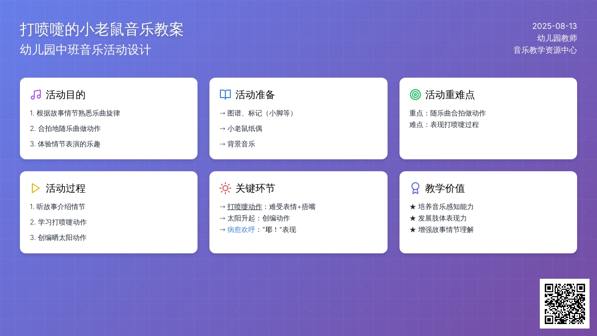 幼儿园中班音乐教案：打喷嚏的小老鼠 (下载)