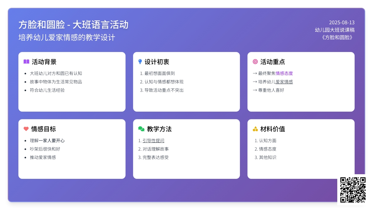 幼儿园大班说课稿：《方脸和圆脸》