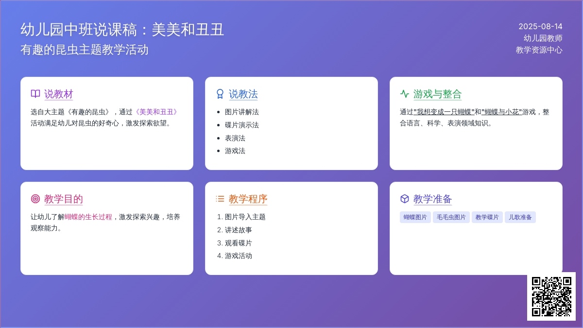 幼儿园中班说课稿：美美和丑丑