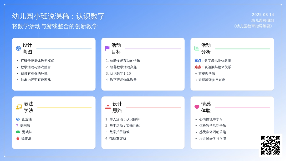 幼儿园小班说课稿：认识数字