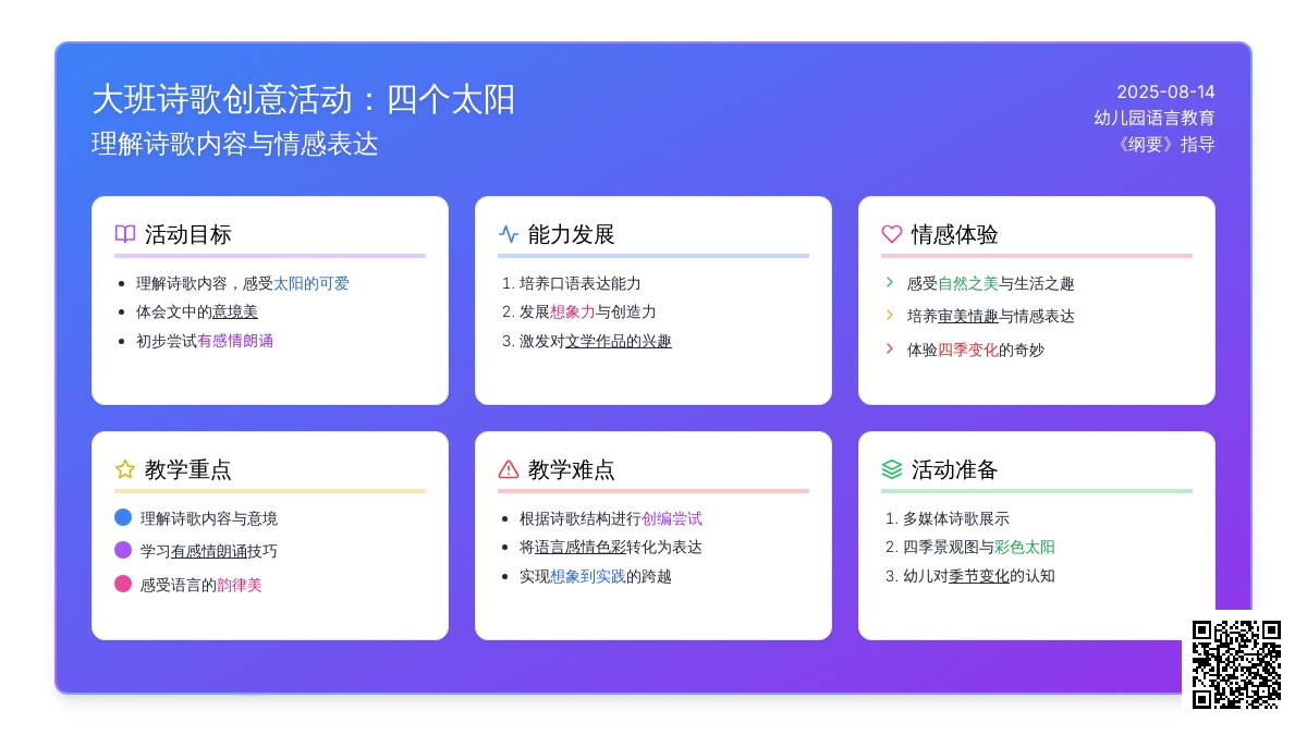 幼儿园说课评课：大班诗歌创意活动