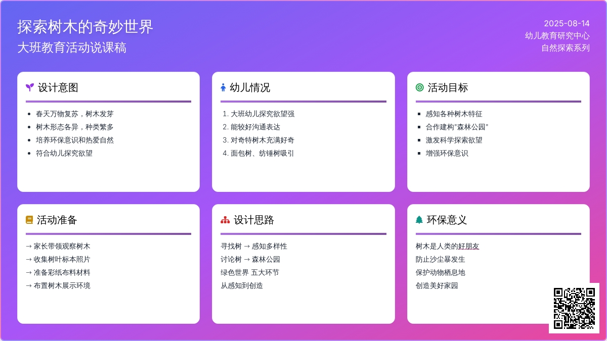 大班教育活动说课稿：各种各样的树