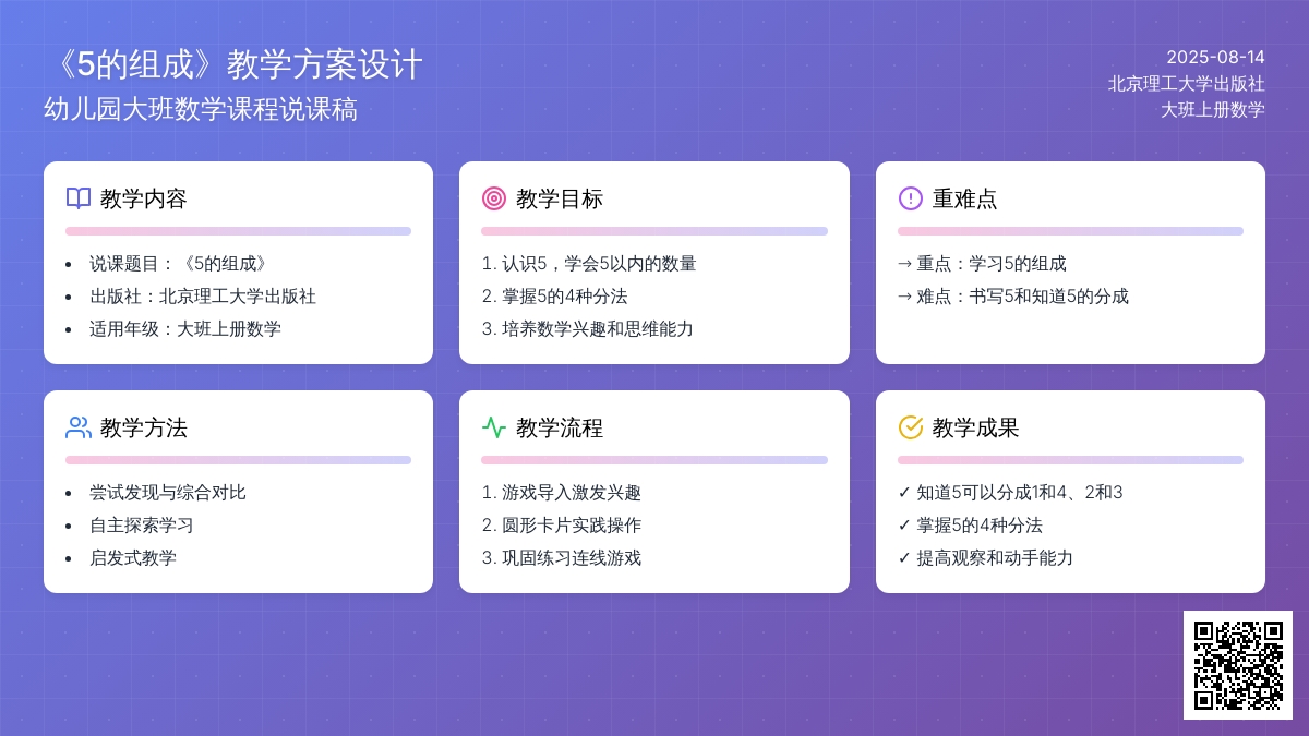 大班数学说课稿：5的组成