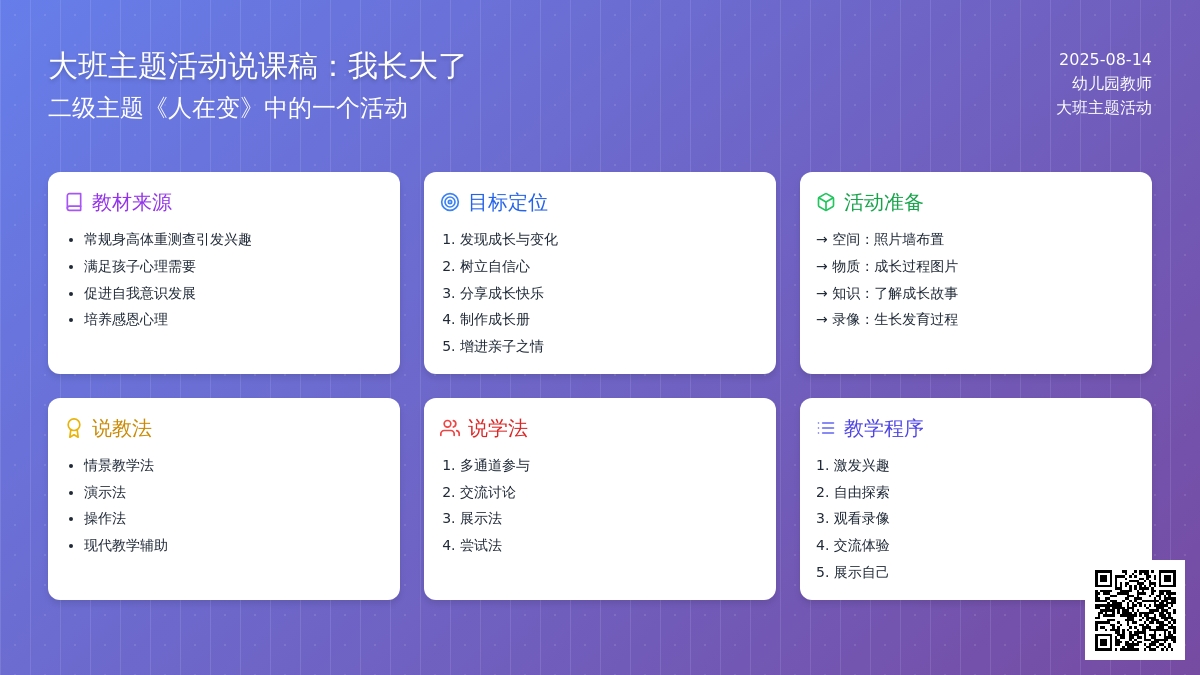 大班主题活动说课稿：我长大了
