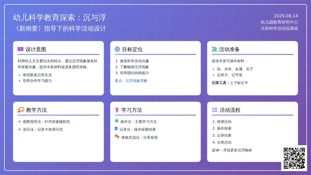 大班科学探索活动说课稿: 沉与浮