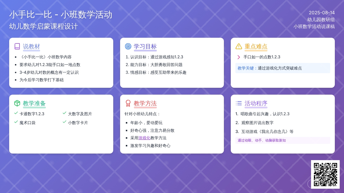 小班数学活动说课稿：小手比一比
