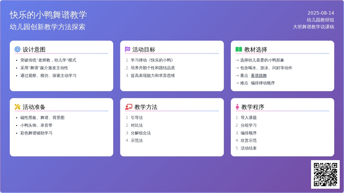 大班舞谱教学说课稿：快乐的小鸭