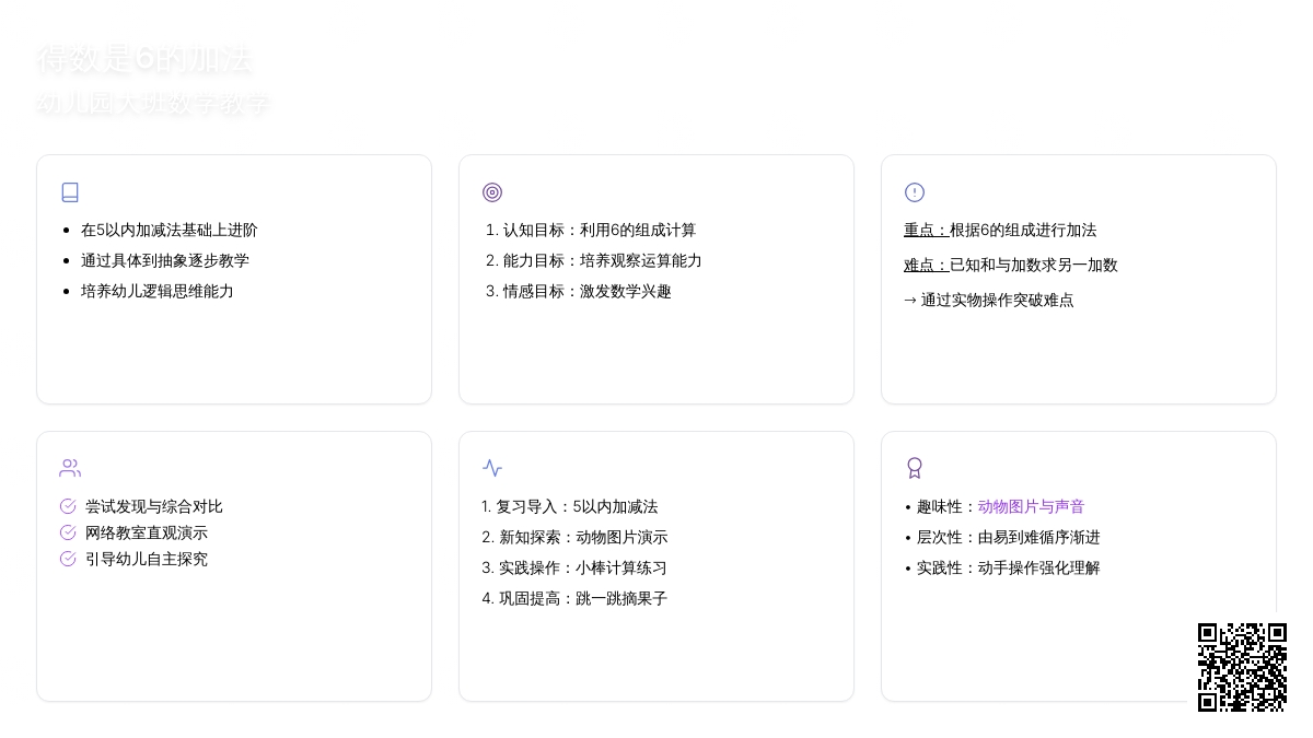 中班数学说课稿：得数是6的加法