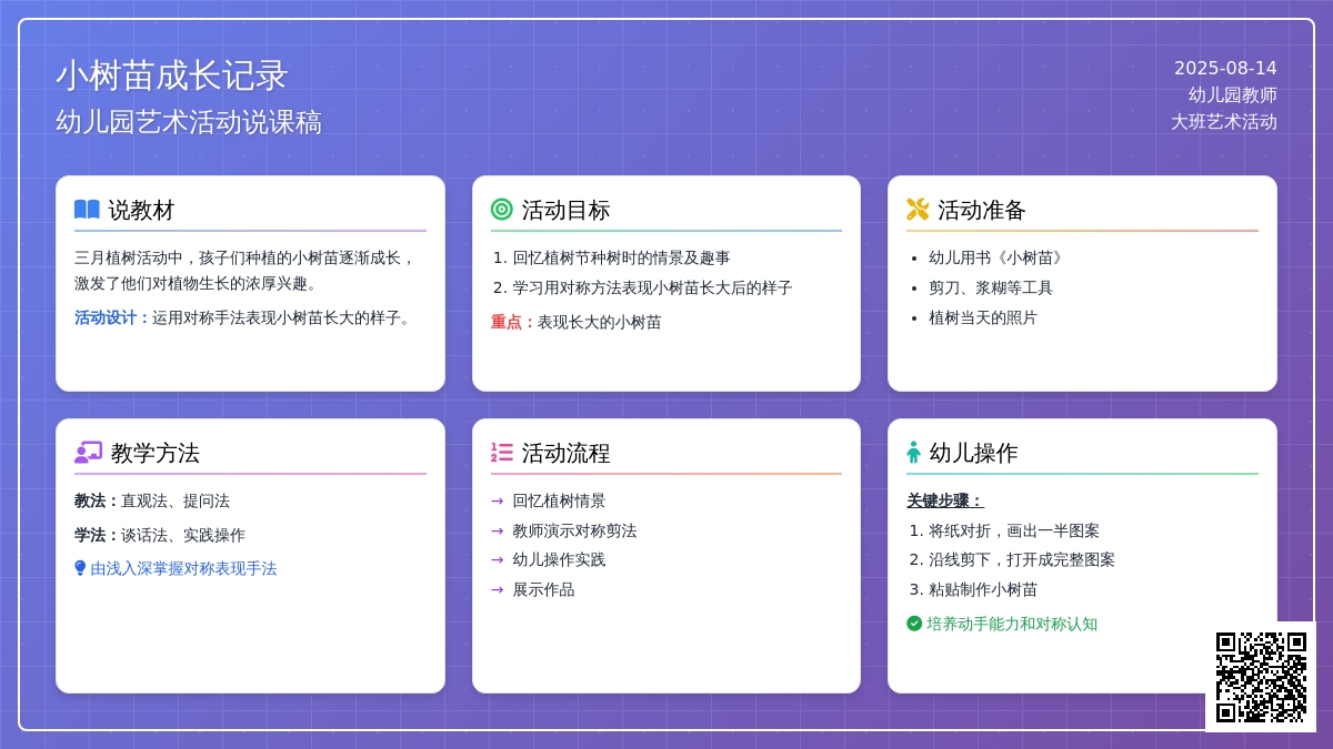 大班艺术说课稿：小树苗