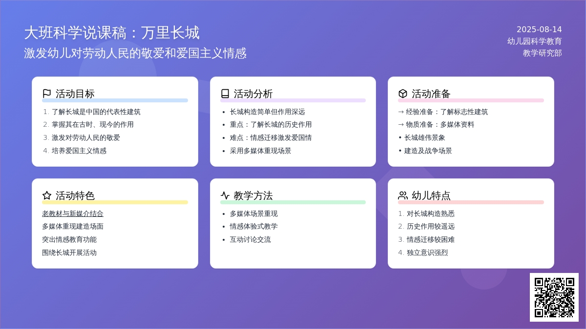 大班科学说课稿：万里长城