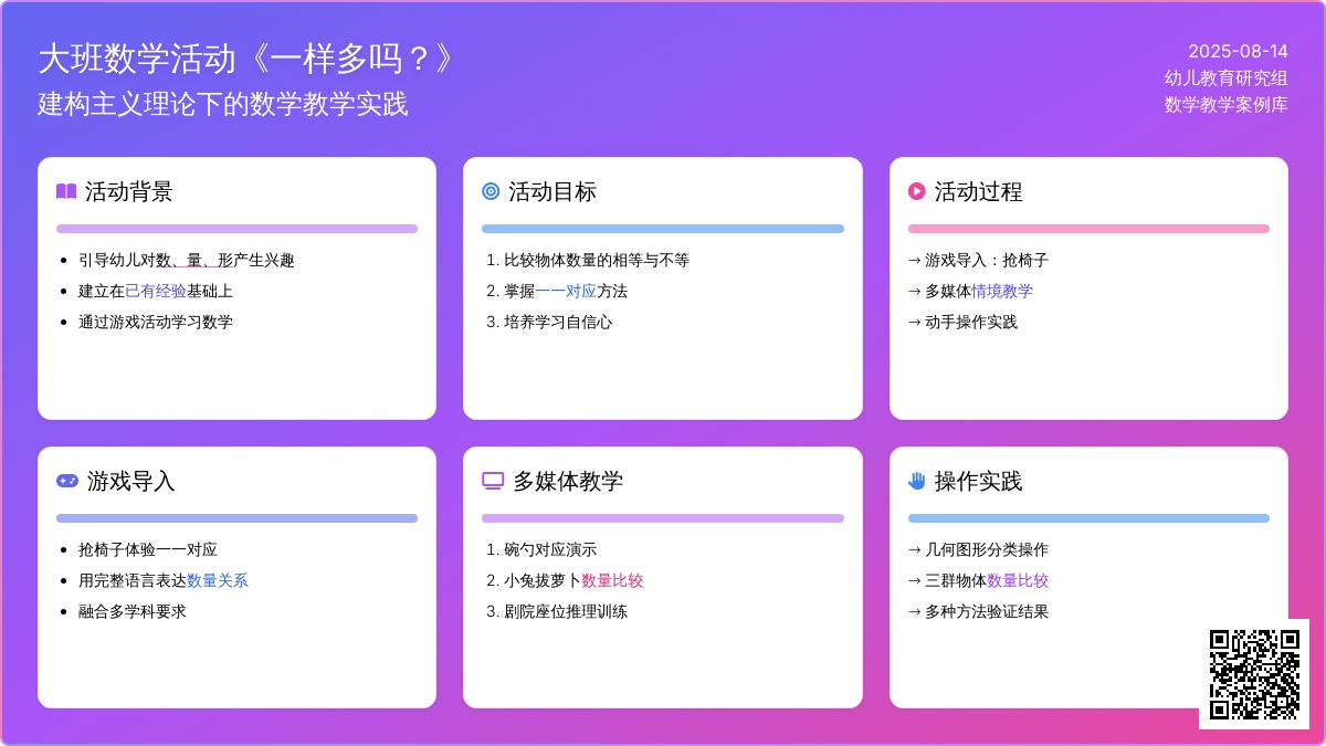 大班数学说课稿：一样多吗？