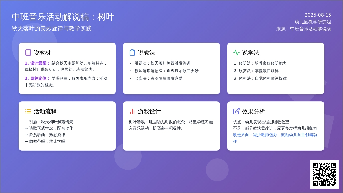 中班音乐活动解说稿：树叶