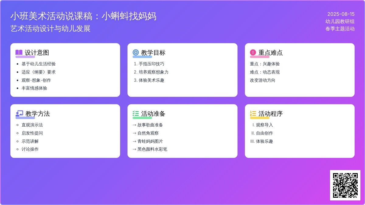 小班美术活动说课稿：小蝌蚪找妈妈