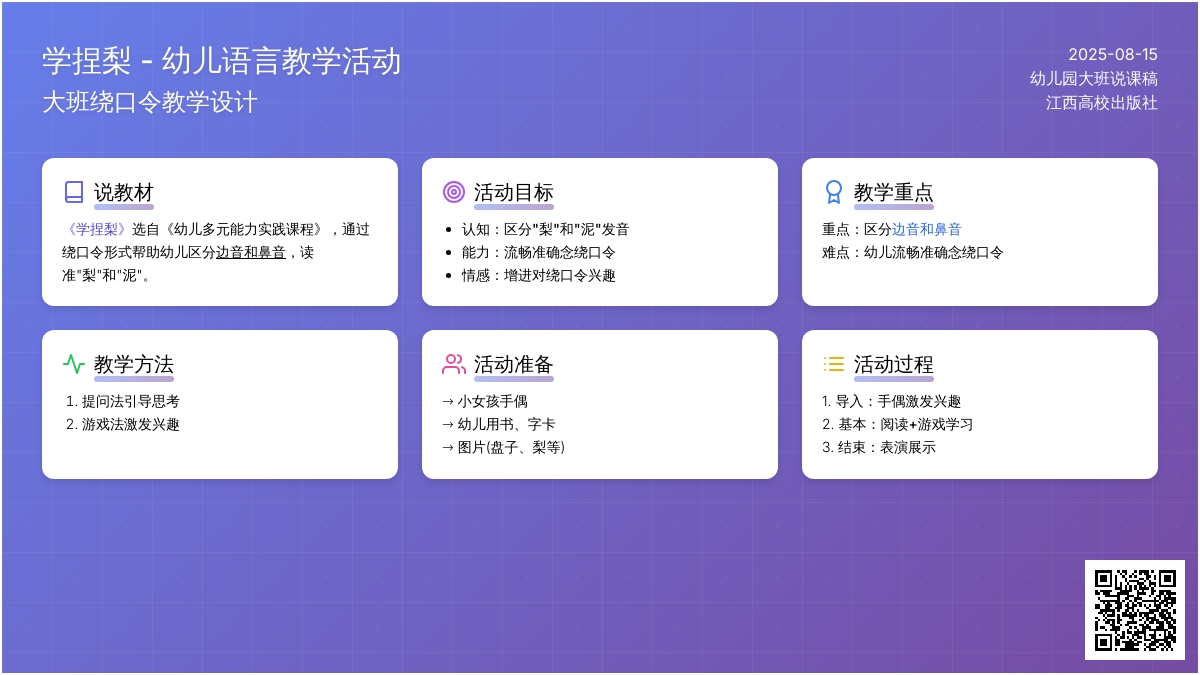 幼儿园大班说课稿：《学捏梨》