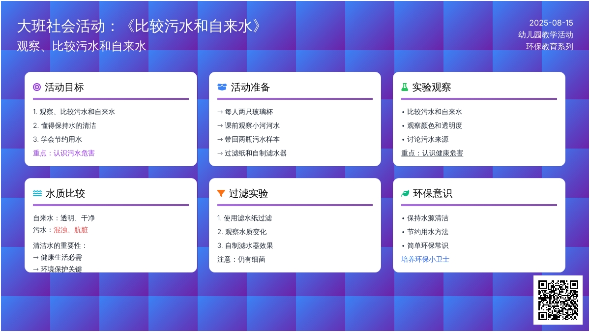 大班社会活动：《比较污水和自来水》