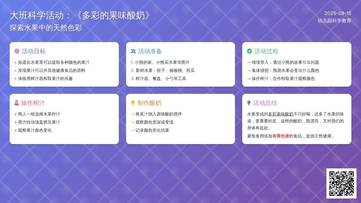 大班科学活动：《多彩的果味酸奶》