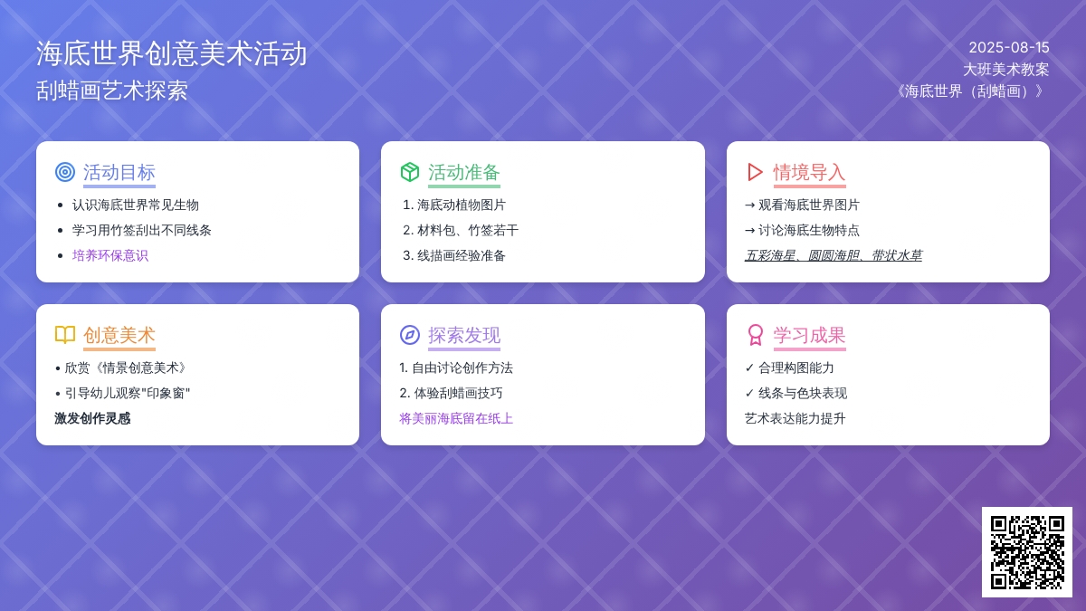 大班美术教案：《海底世界（刮蜡画）》