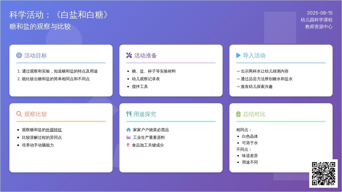 科学活动：《白盐和白糖》