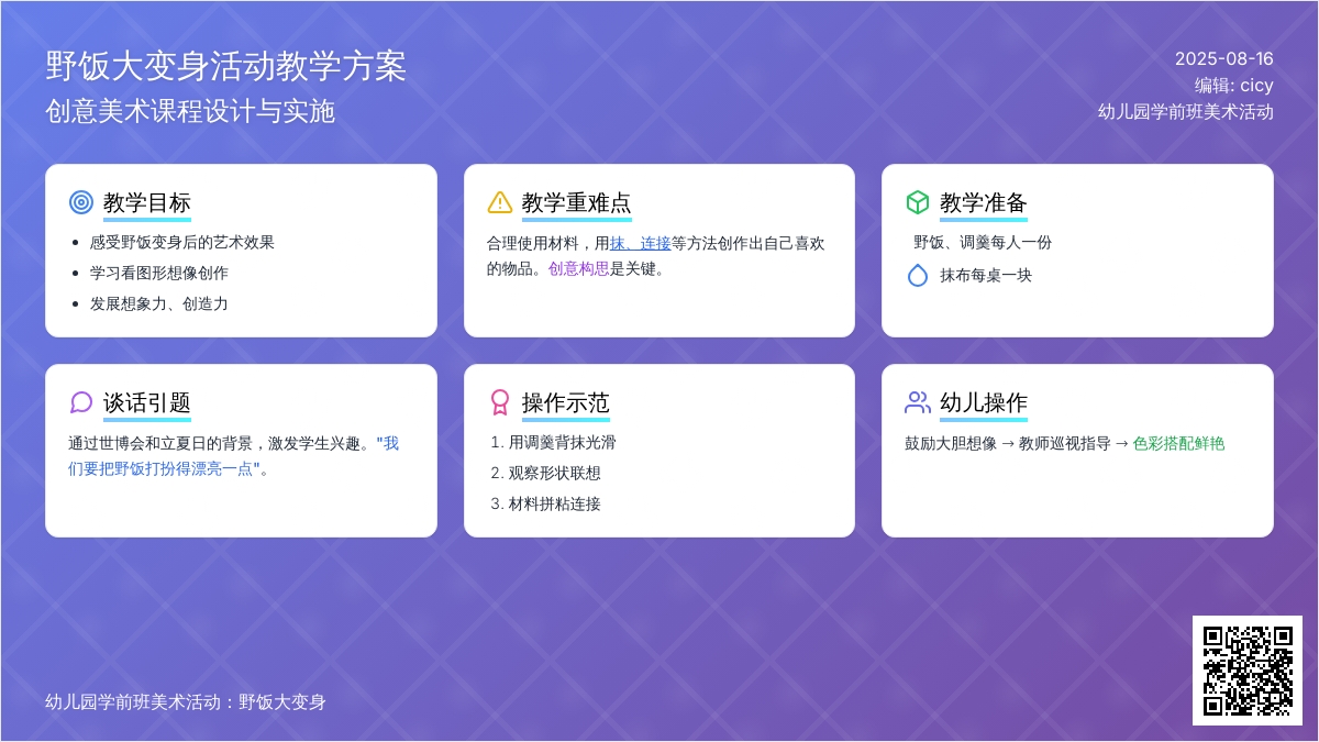 幼儿园学前班美术活动：野饭大变身