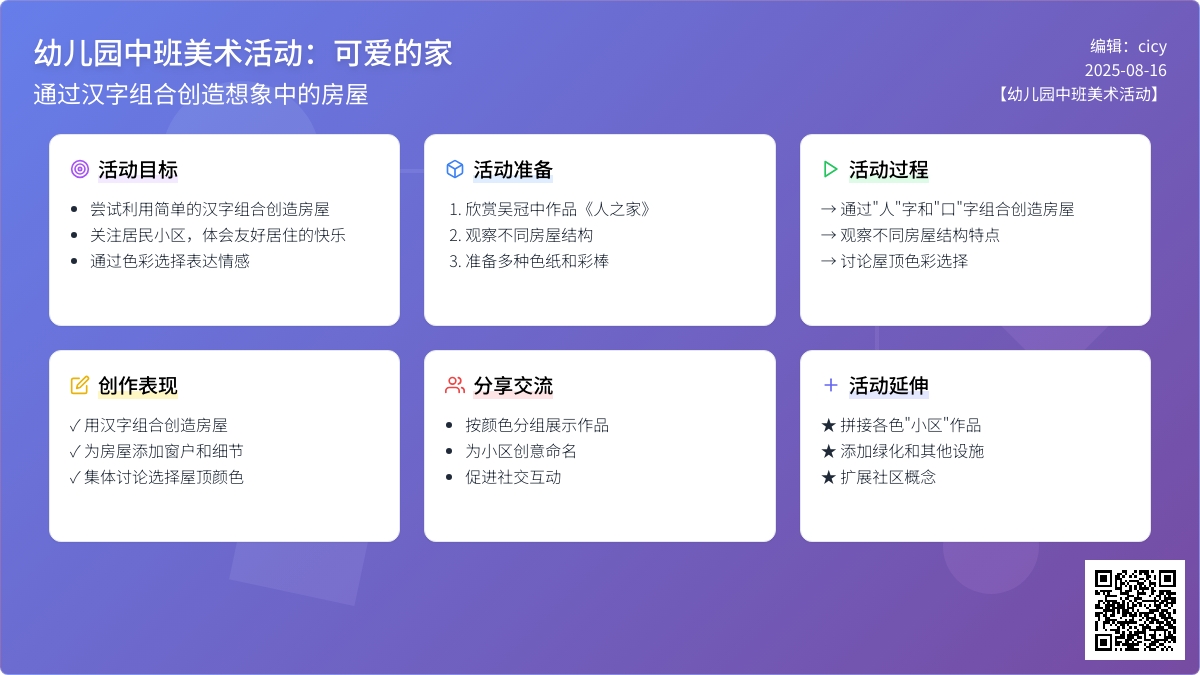 幼儿园中班美术活动：可爱的家