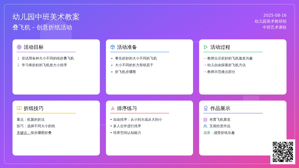 幼儿园中班美术教案：叠飞机