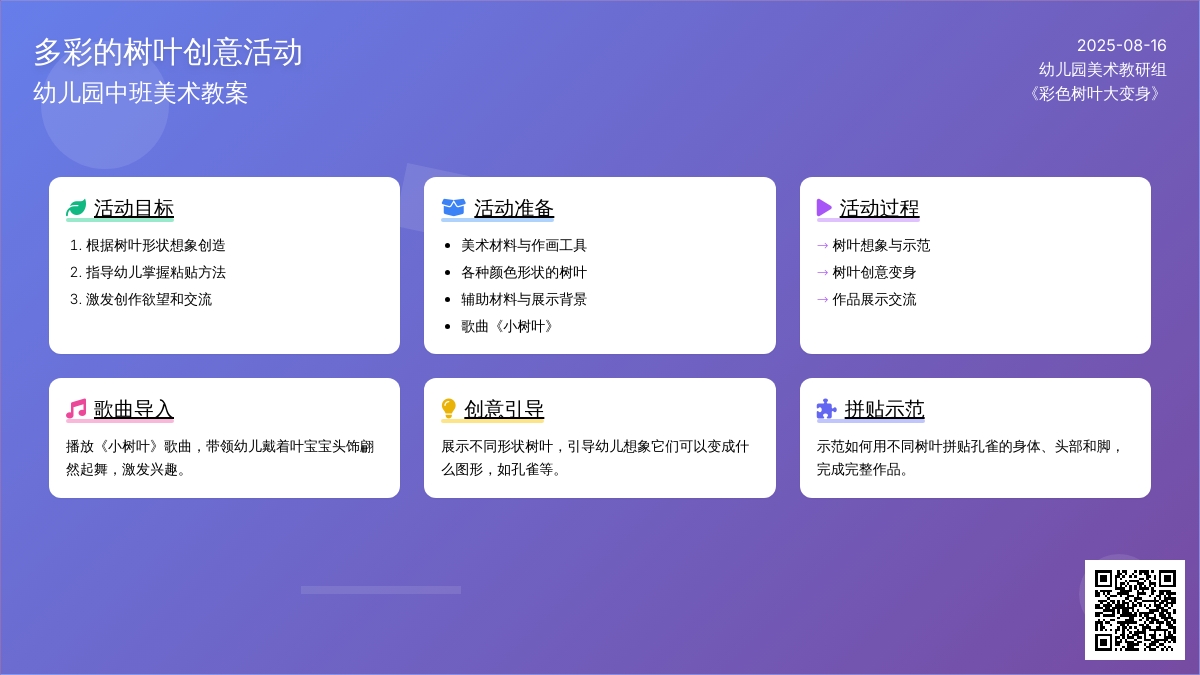 幼儿园中班美术教案：多彩的树叶
