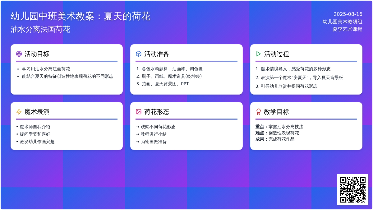 幼儿园中班美术教案：夏天的荷花