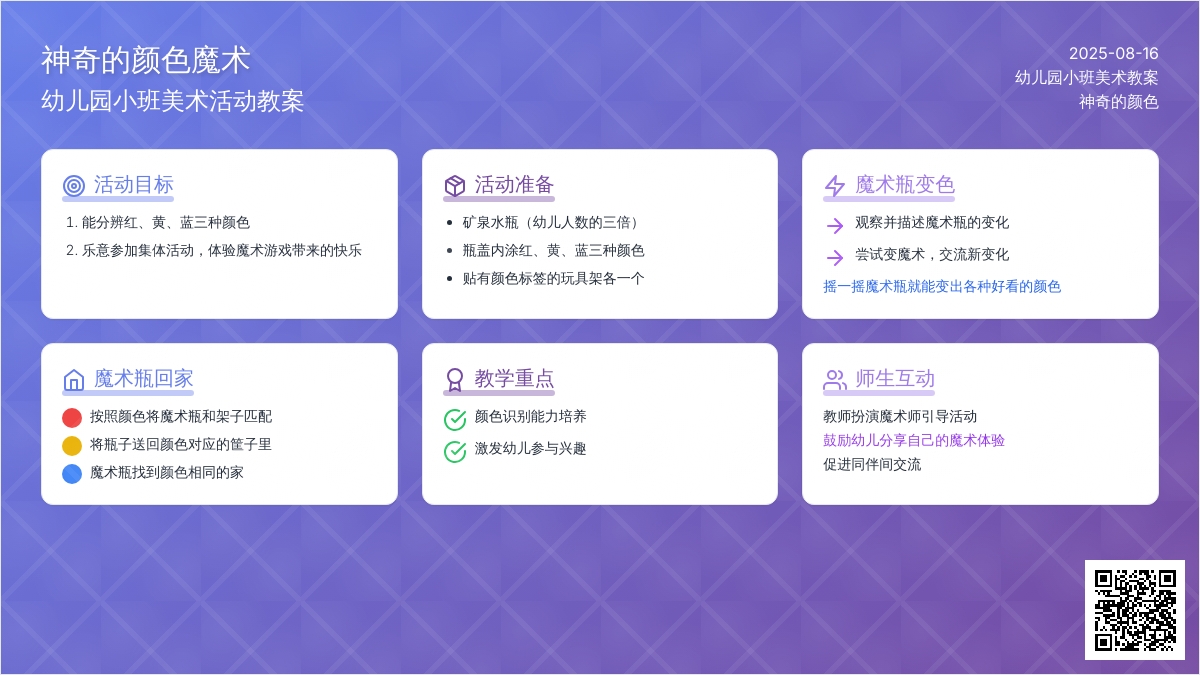 幼儿园小班美术教案：神奇的颜色