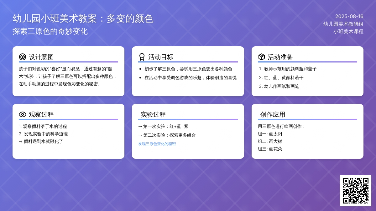 幼儿园小班美术教案：多变的颜色
