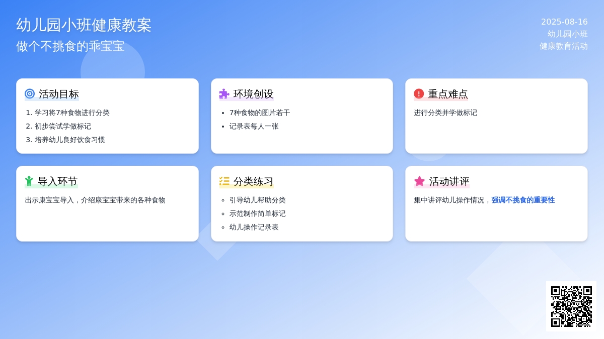 幼儿园小班健康教案：做个不挑食的乖孩子