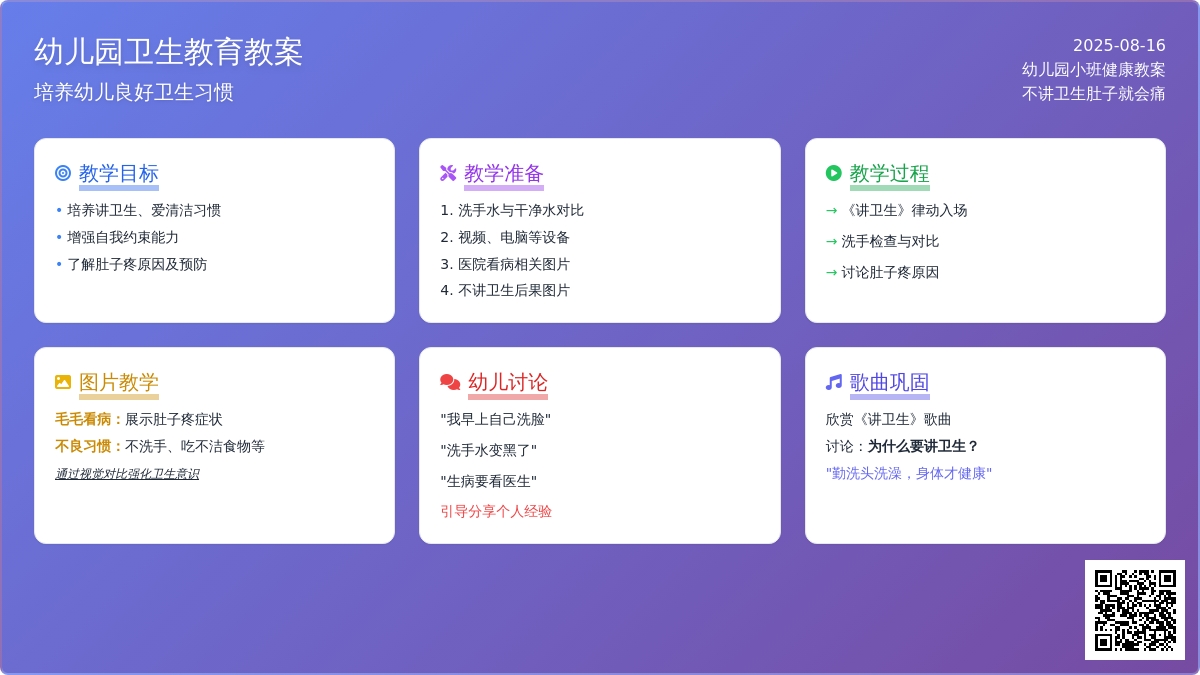 幼儿园小班健康教案：不讲卫生肚子就会痛