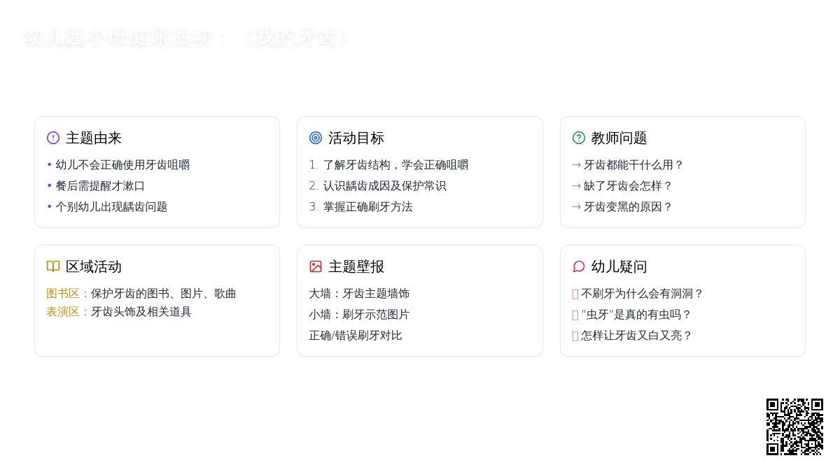幼儿园小班健康活动：《我的牙齿》